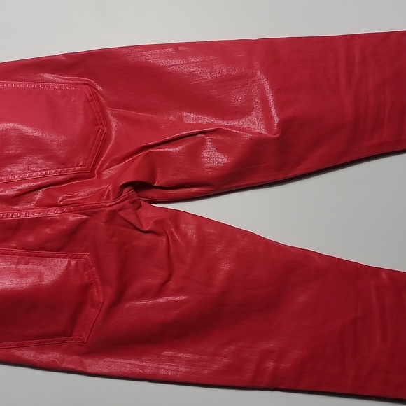 AGOLDE Wax Coated Leatherette Red Sophie High Rise Skinny Jeans Size 28 - Picture 12 of 15